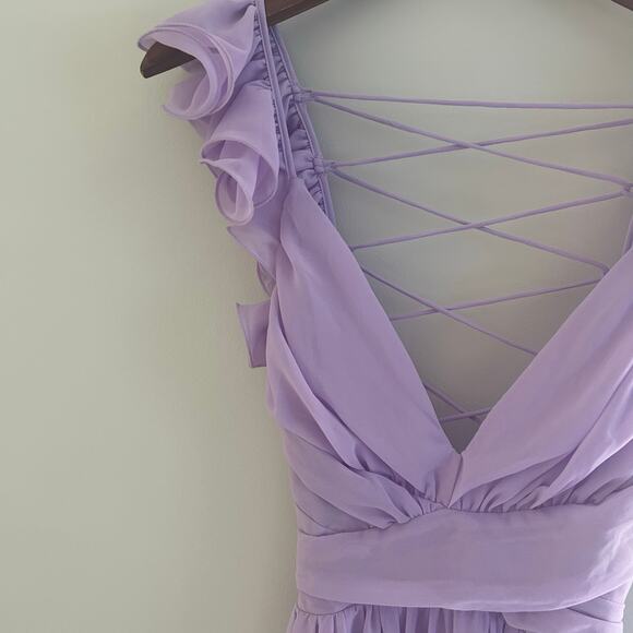 NWT Lulus Lilac Ruffle Prom Dress Sz S - Picture 5 of 8